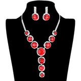 Round Stone Accented Evening Necklace Earring Set