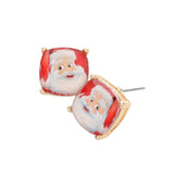 Santa Claus Cushion Square Stud Earrings