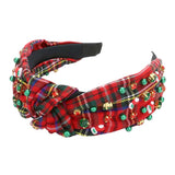 Socks Pearl Stone Knot Burnout Check Patterned Headband