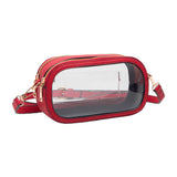 Solid Faux Leather Transparent Rectangle Crossbody Bag