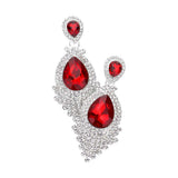 Teardrop Stone Accented Dangle Evening Earrings