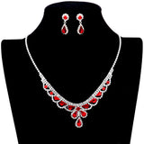 Teardrop Stone Accented Rhinestone Necklace
