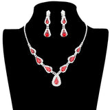 Teardrop Stone Accented Rhinestone Pave Necklace