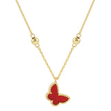 Top Gold Dipped Enamel Butterfly Pendant Necklace