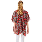 Wavy Printed Lurex Cover Up Poncho Kimono Poncho