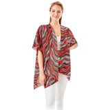 Wavy Printed Lurex Cover Up Poncho Kimono Poncho