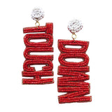 Felt Back Touch Down Message Beaded Dangle Earrings