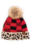 C.C Buffalo Check Beanie with Leopard Pattern Band