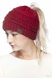 C.C Ombre Confetti Messy Bun Ponytail Beanie