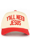 C.C Y'ALL NEED JESUS Embroidered Letter Two Tone Trucker Hat