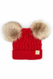 C.C kids double pom pom all over cable pattern beanie hat