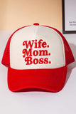 WIFE MOM BOSS Letter Foam with Mesh Back Trucker Cap