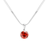 Stainless Steel CZ Round Pendant Necklace