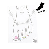 White Gold Dipped Mama Metal Charm Message Anklet