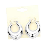 Bold Metal Abstract Hoop Pin Catch Earrings