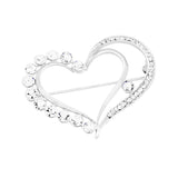 Stone Trimmed Heart Pin Brooch