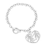 Couple Accented Heart Charm Toggle Bracelet