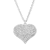 Crystal Pave Heart Pendant Long Necklace