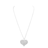 Crystal Pave Heart Pendant Long Necklace