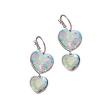 Crystal Stone Double Heart Link  Dropdown Earrings