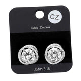 Cz Round Accented Stud Evening Earrings