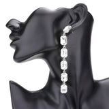 Emerald Cut Stone Link Dangle Evening Earrings