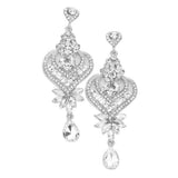 Glass Crystal Heart Teardrop Evening Earrings
