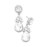 Glass Crystal Teardrop Dangle Evening Earrings
