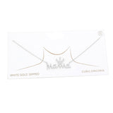 Gold Dipped CZ Crown MAMA Message Pendant Necklace
