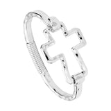Women's Hammered Open Metal Cross Hook Bracelet
