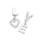 LOVE Rhinestone Message Mismatched Dangle Earrings
