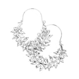 Marquise Stone Embellished Leaf Cluster Dangle Earrings