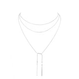 Metal Bar Dangle Tip Layered Necklace