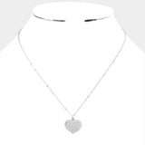 Pave heart pendant necklace