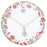 Rhinestone Embellished Christmas Tree Pendant Necklace
