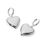 SECRET BOX Stainless Steel Heart Dangle Huggie Hoop Earrings