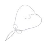 SECRET BOX_Stone Pointed Faceted Beaded Bow Necklace