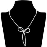 SECRET BOX_Stone Pointed Faceted Beaded Bow Necklace