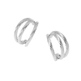 Stainless Steel Textured Split Hoop Earrings