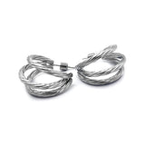 Stainless Steel Textured Split Hoop Earrings