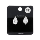 Teardrop CZ Stone Stud Earrings