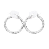 Twisted Stainless Steel Hoop Pin Catch Earrings