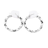 Twisted Stainless Steel Hoop Pin Catch Earrings
