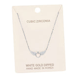 White Gold Dipped Cubic Zirconia Wings Pendant Necklace