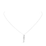 White Gold Dipped Mama Metal Message Pendant Necklace