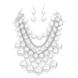 Women's Pearl Cluster Statement Necklace Jewelry Set