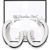 SECRET BOX_Stainless Steel Oval Hoop Earrings