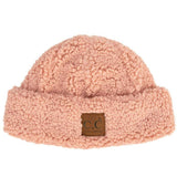 C.C Women's Sherpa Cuff Beanie with Suede Logo