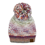 C.C Multi Color Yarn Pom Pom Beanie