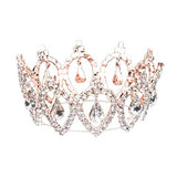 Pave Crystal Rhinestone Teardrop Dangle Mini Crown Tiara